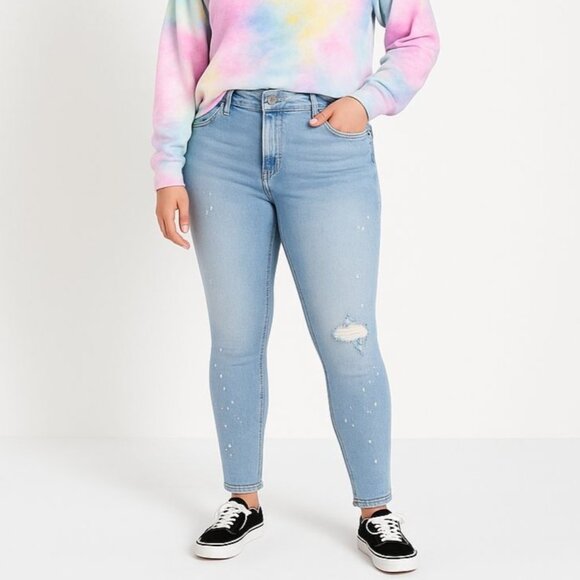 NEW Old Navy Womens Rockstar JeansSuper Skinny Fit Distressed Bleached Size 2 - Picture 1 of 12